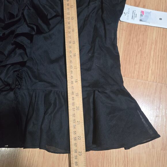 NWT Lauren Ralph Lauren Womens VTG Y2K Whimsigoth Sheer Black Ruffle Top 8 Boho - Picture 10 of 11